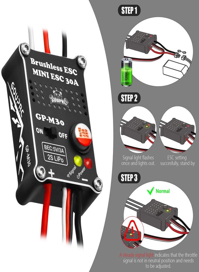 GOUP RC GOUPRC 1224 4500KV Brushless Outrunner Motor & Motor Mount & Upgrade 30A Brushless Esc for SCX24 RC Crawler Axial 1/24 RC Crawler Buggy Truck - Image 5
