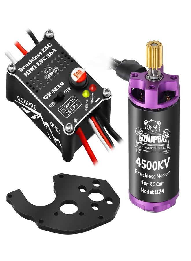 GOUP RC GOUPRC 1224 4500KV Brushless Outrunner Motor & Motor Mount & Upgrade 30A Brushless Esc for SCX24 RC Crawler Axial 1/24 RC Crawler Buggy Truck - Image 1