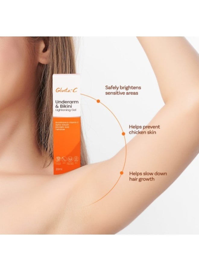 GLUTA C Gluta-C Underarm & Bikini Skin Lightening Gel 20ml | Brightening Care for Dark Areas | Helps Improve Uneven Skin Tone - Image 2