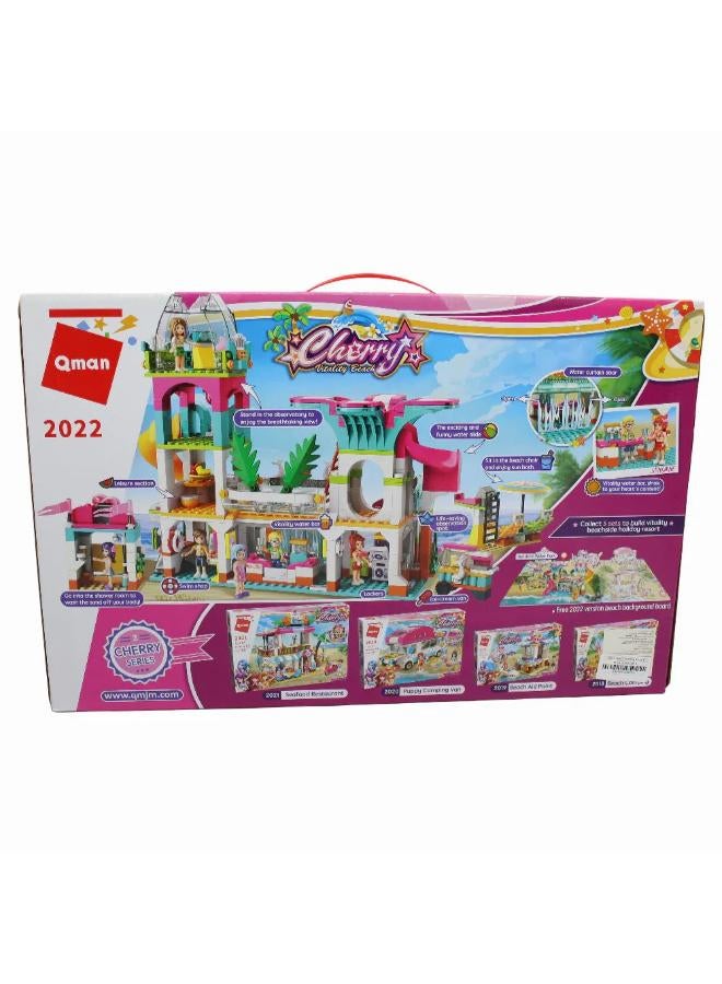 Qman Cherry Vitality Beach Building Blocks - 828 Pcs - Image 2