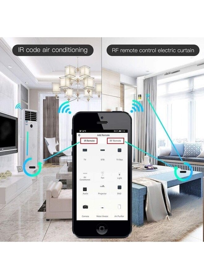 MOES WiFi RF IR Smart Home Universal Remote Controller for TV, Air Conditioning, Appliances, and More, Compatible with Tuya/Smart Life App and Voice Control via Alexa and Google Home