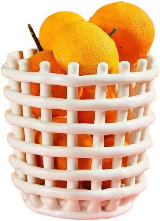 Ceramic Woven Basket Storage Tube Pen Fruit - Image 3