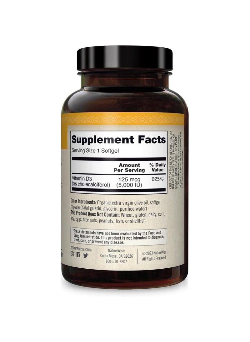 NatureWise Vitamin D3 5000 IU (125 mcg) - 360 Softgels - Image 2