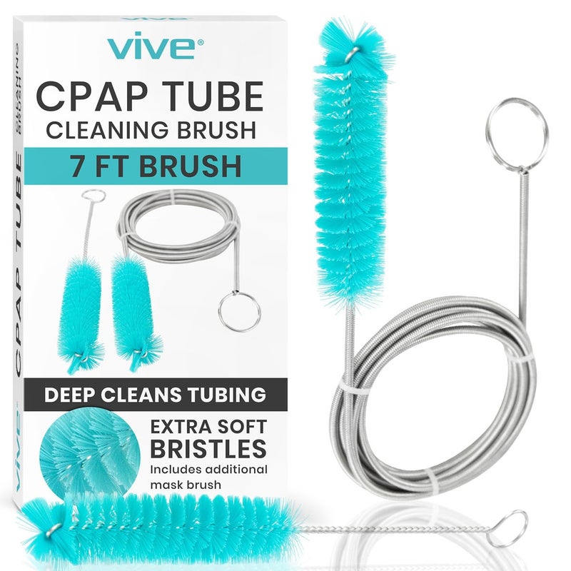 Vive CPAP Tube Cleaning Brush  Stainless Steel Cleaner for Mask and Pipe  Wire Bristle Solution  for 7 Foot Hose and 22 mm Diameter  Portable Flexible and to Easily Clean Standard Tubing Kit