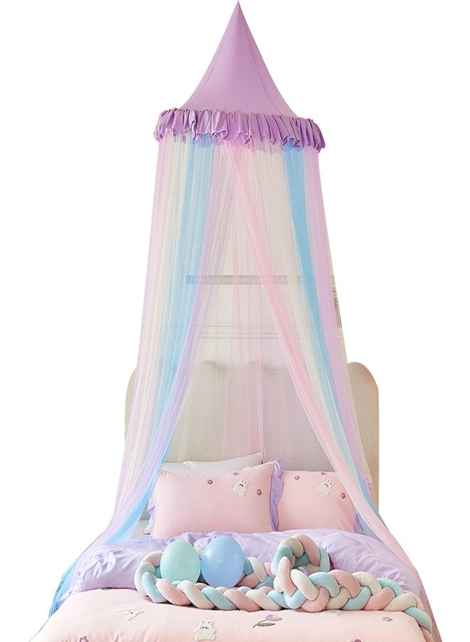 Lanpet Rainbow Bed Canopy for Girls,Dreamy Princess Mosquito Net for Bed Round Dome Bed Canopy Kids Play Tent for Girls Bedroom Decor Children Reading Corners - Image 2
