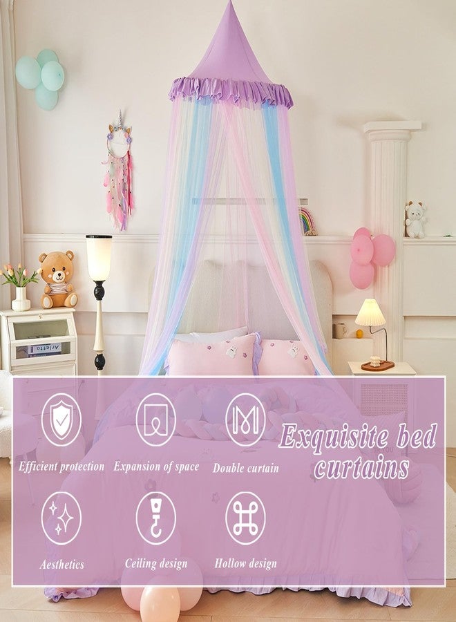 Lanpet Rainbow Bed Canopy for Girls,Dreamy Princess Mosquito Net for Bed Round Dome Bed Canopy Kids Play Tent for Girls Bedroom Decor Children Reading Corners - Image 3