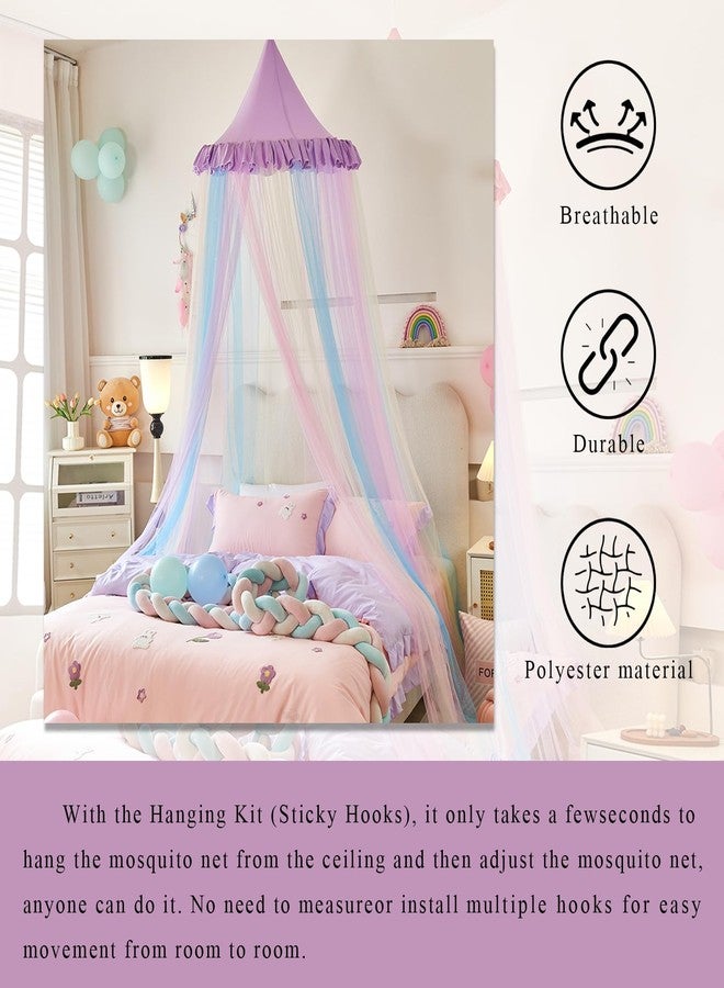 Lanpet Rainbow Bed Canopy for Girls,Dreamy Princess Mosquito Net for Bed Round Dome Bed Canopy Kids Play Tent for Girls Bedroom Decor Children Reading Corners - Image 5
