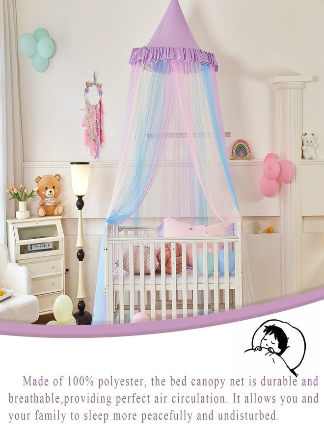 Lanpet Rainbow Bed Canopy for Girls,Dreamy Princess Mosquito Net for Bed Round Dome Bed Canopy Kids Play Tent for Girls Bedroom Decor Children Reading Corners - Image 4