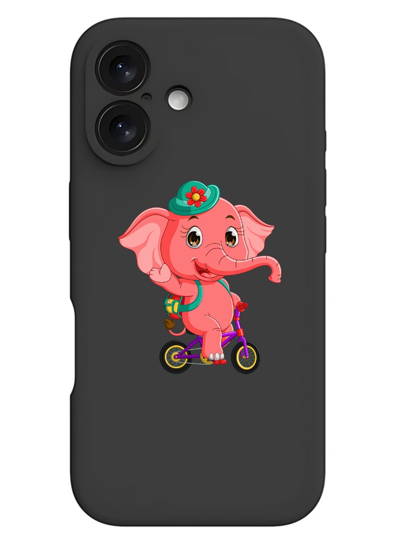 Theodor Protective Slim Fit Case Liquid Silicone Cover with Full Body Protection Anti-Scratch Shockproof Case For Apple iPhone 17 (Black) pink elephant - Image 1