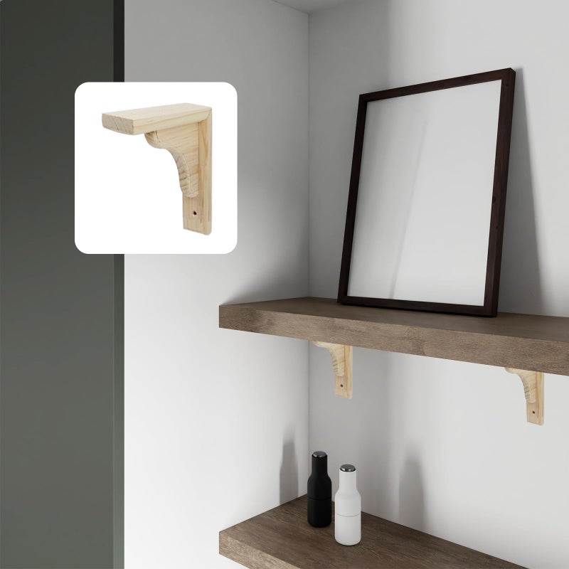 Antrader Solid Wall Mount Wood Shelf Bracket 2Pcs 6"" Wooden Shelf Brackets  Diy Wood Bracket Include Mounting Screws 20*20*3Cm - Image 5