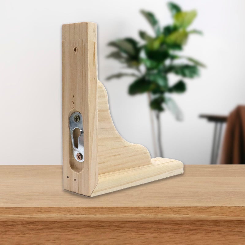 Antrader Solid Wall Mount Wood Shelf Bracket 2Pcs 6"" Wooden Shelf Brackets  Diy Wood Bracket Include Mounting Screws 20*20*3Cm - Image 3