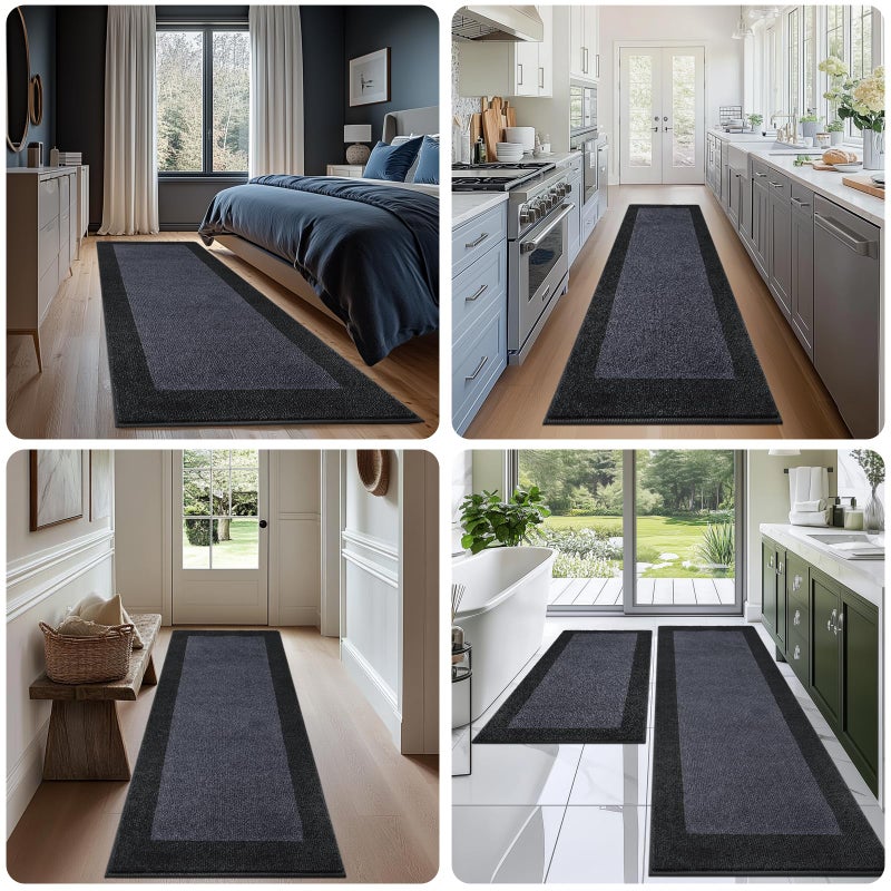 DOMUSTEX Machine Washable (24" x 36"+ 24" x 60"') Kitchen Rugs Set of 2, Non Slip Kitchen Mats for Floor, Absorbent Entrance Runner Rugs for Bedroom, Hallway, Bathroom, Door (Roll Packing) - Image 4