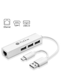 ProOne USB Ethernet (LAN) Network Adapter Compatible with Laptops, Computers, and All USB 2.0 & Type-C Compatible Devices Including Vista/XP, Windows 7 to 11, All Mac OS X, OS X, and macOS  - Image 1