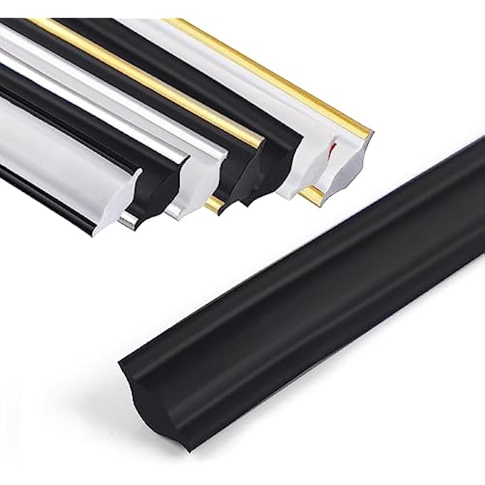 CEILING MOULDINGS SELF-ADHESIVE 5 M, WALL TRIM, WALL EDGES, CAULK STRIP, TILE EDGES, CEILING EDGES, MOULDINGS FOR WALL TRANSITIONS (BLACK 12 X 9 MM) - Image 1