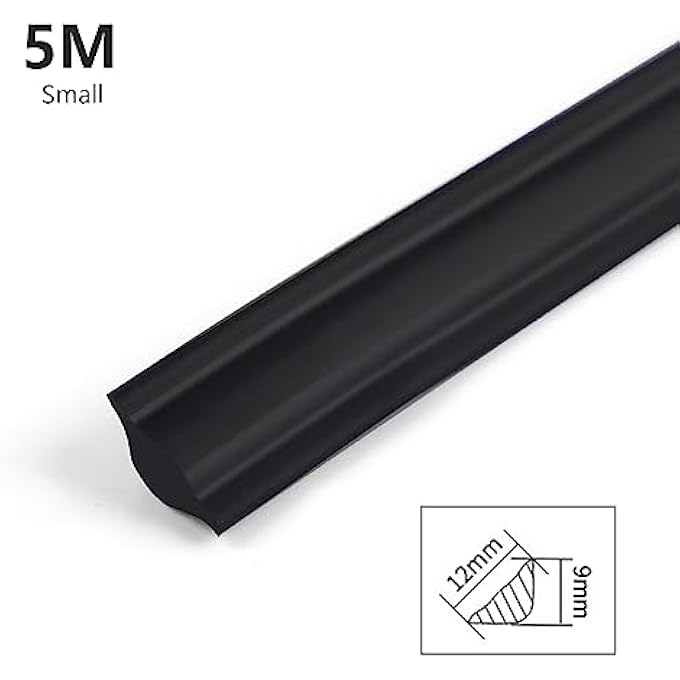 CEILING MOULDINGS SELF-ADHESIVE 5 M, WALL TRIM, WALL EDGES, CAULK STRIP, TILE EDGES, CEILING EDGES, MOULDINGS FOR WALL TRANSITIONS (BLACK 12 X 9 MM) - Image 3