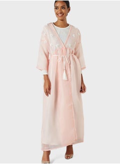 Coco Desert Floral Applique Tassel Detailed Abaya  - Image 1