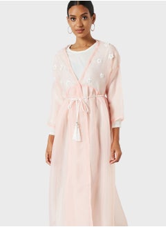 Coco Desert Floral Applique Tassel Detailed Abaya  - Image 4