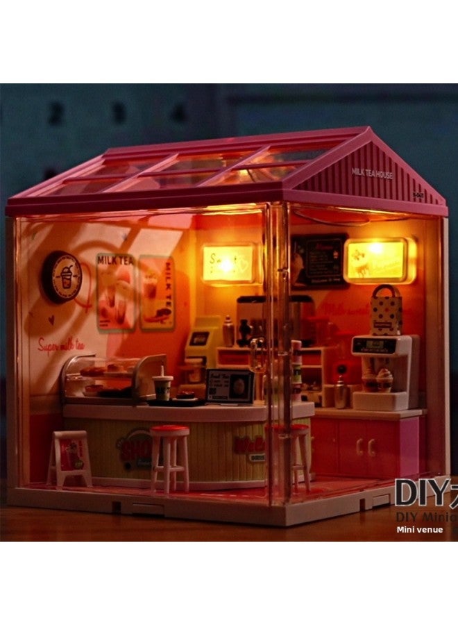 Zhiqu Cabin Mini Assembled Scene Creative Handmade DIY Big Town 3D Building Blocks Gift Toy Lighting-Color:0413a Premium Box [diy Warm Bedroom]  - Image 3