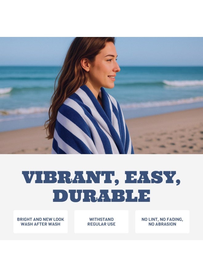 Eworld 2-Piece Oversized Beach Towels – Extra Large Cotton Cabana Stripe Pool & Bath Towels, Highly Absorbent, Soft & Quick-Dry, Blue/White - Image 5