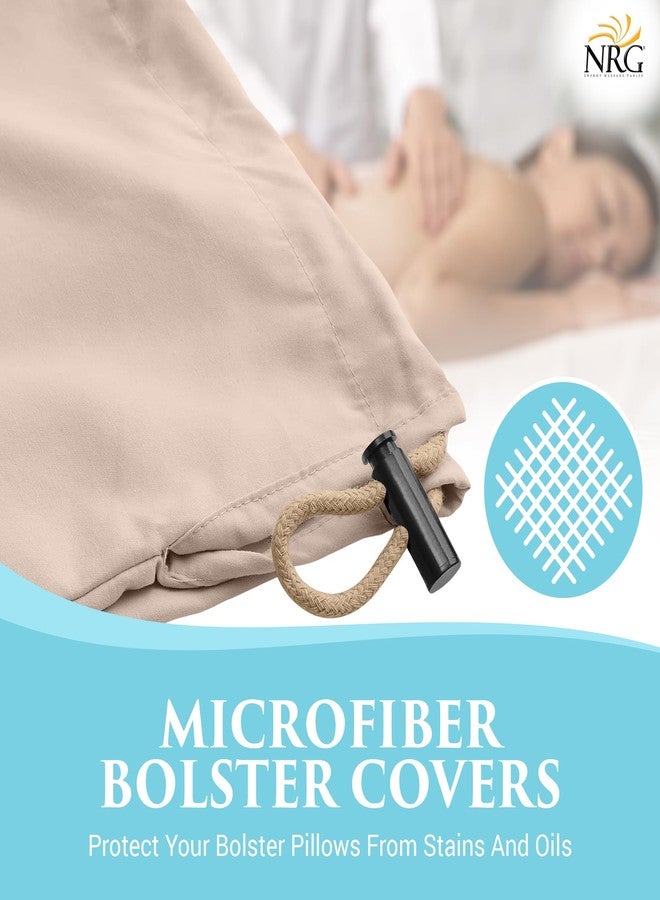 NRG Microfiber Bolster Covers Round Massage Bolster Pillow Covers - Natural - 6" x 27" - 100% Polyester Microfiber - Soft & Durable - Protection from Stains & Oil - Drawstring Closure - Image 2
