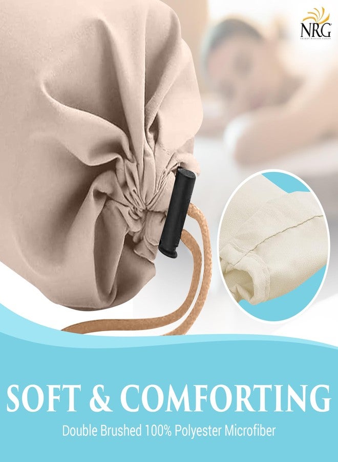 NRG Microfiber Bolster Covers Round Massage Bolster Pillow Covers - Natural - 6" x 27" - 100% Polyester Microfiber - Soft & Durable - Protection from Stains & Oil - Drawstring Closure - Image 3
