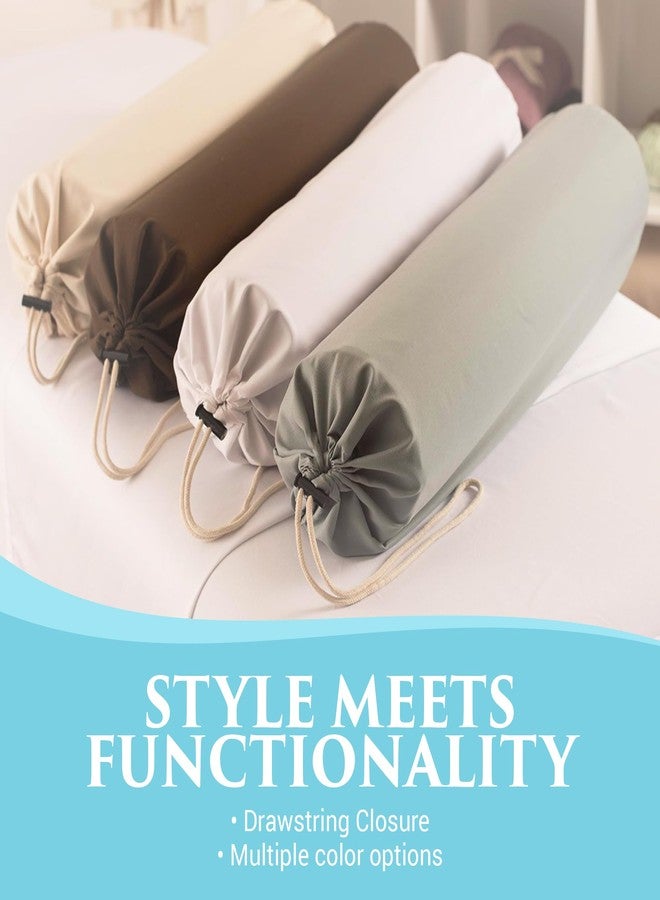 NRG Microfiber Bolster Covers Round Massage Bolster Pillow Covers - Natural - 6" x 27" - 100% Polyester Microfiber - Soft & Durable - Protection from Stains & Oil - Drawstring Closure - Image 5