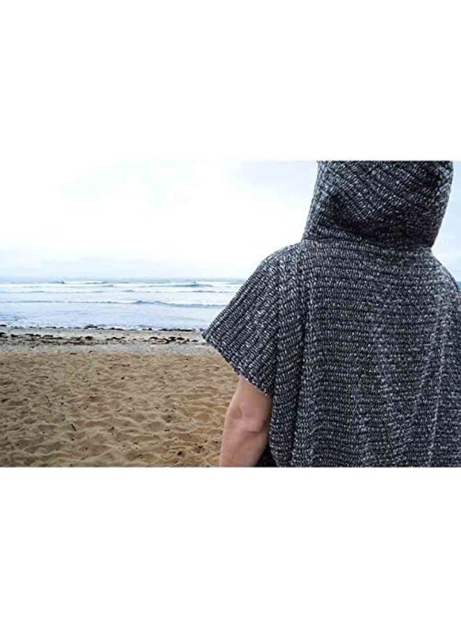 Open Road Goods Surf Poncho/Adult Hooded Towel/Wetsuit Changing Robe - Charcoal Black/Indigo Blue; Saves a Sea Turtle's Life - Black - Image 4