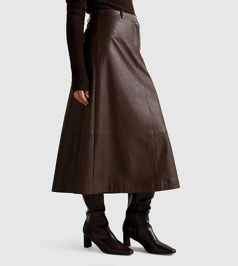 forever new Jaelyn Vegan Leather Midi Skirt