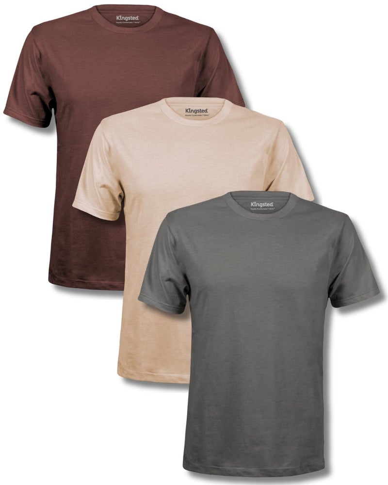 Kingsted Mens TShirts Pack Royally Comfortable Super Soft Cotton Blend Short Sleeve Tagless Crewneck WellCrafted Classic Tees 3 Pack Camo Large