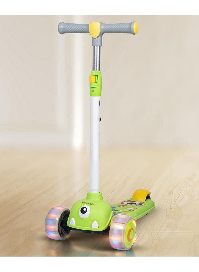 PlayNation Play Nation Kids Kick-On Scooter with LED Wheels, Wide Standing Deck, 3-Level Adjustable Handlebar, 3 Years+, 55 x  28.5 x 76.5 cm, - Yellow - Image 1