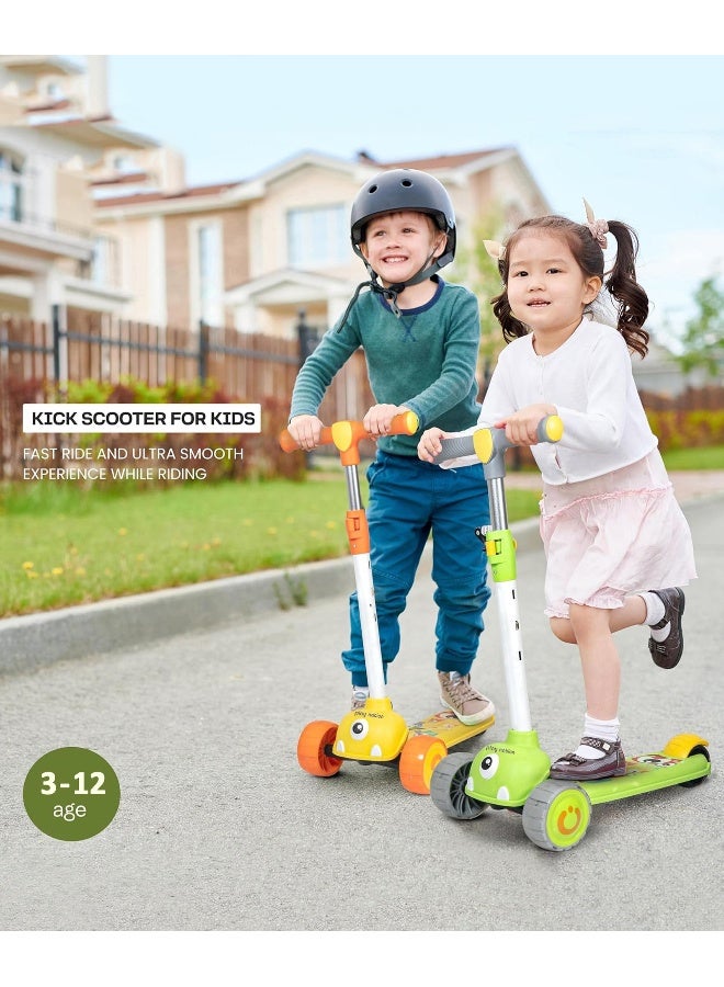PlayNation Play Nation Kids Kick-On Scooter with LED Wheels, Wide Standing Deck, 3-Level Adjustable Handlebar, 3 Years+, 55 x  28.5 x 76.5 cm, - Yellow - Image 2