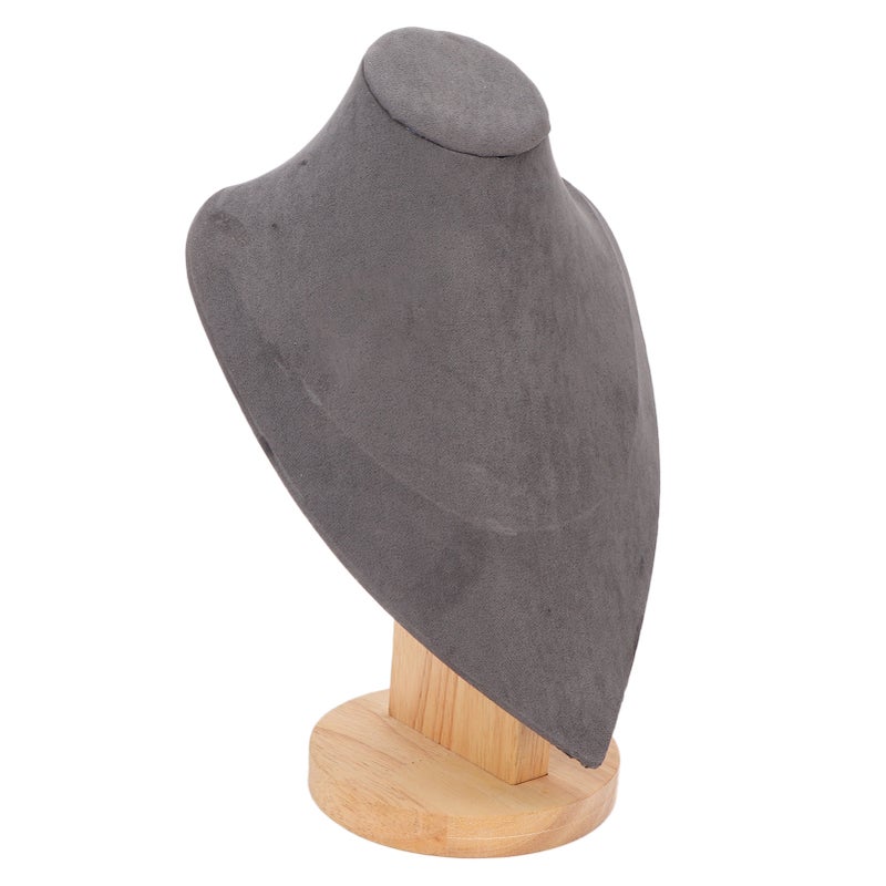 Necklace Display Holder Multipurpose Elegant Wood Jewelry Bust Stand for Home Jewelry Store Trade Show Gray - Image 1