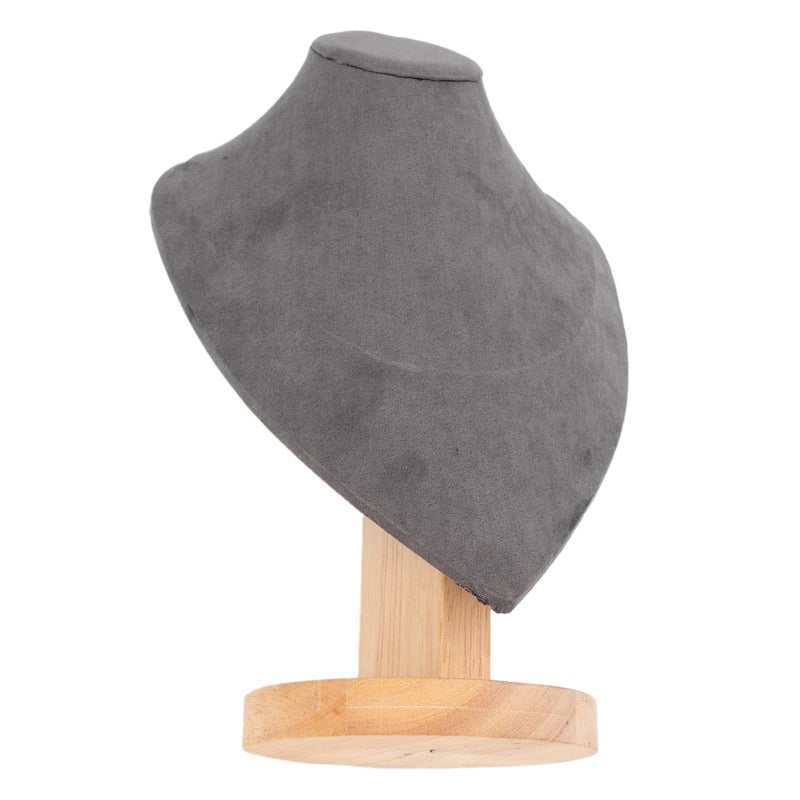 Necklace Display Holder Multipurpose Elegant Wood Jewelry Bust Stand for Home Jewelry Store Trade Show Gray - Image 2