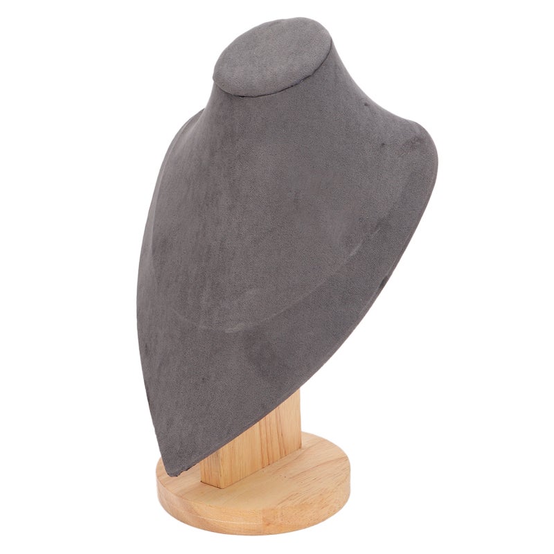 Necklace Display Holder Multipurpose Elegant Wood Jewelry Bust Stand for Home Jewelry Store Trade Show Gray - Image 3