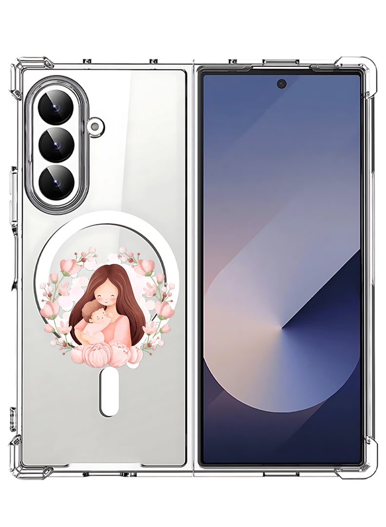 Theodor Magnetic Case for Samsung Galaxy Z Fold 7 Compatible with MagSafe Wireless Charging, Shockproof Phone Bumper Cover Mothers love - Image 1