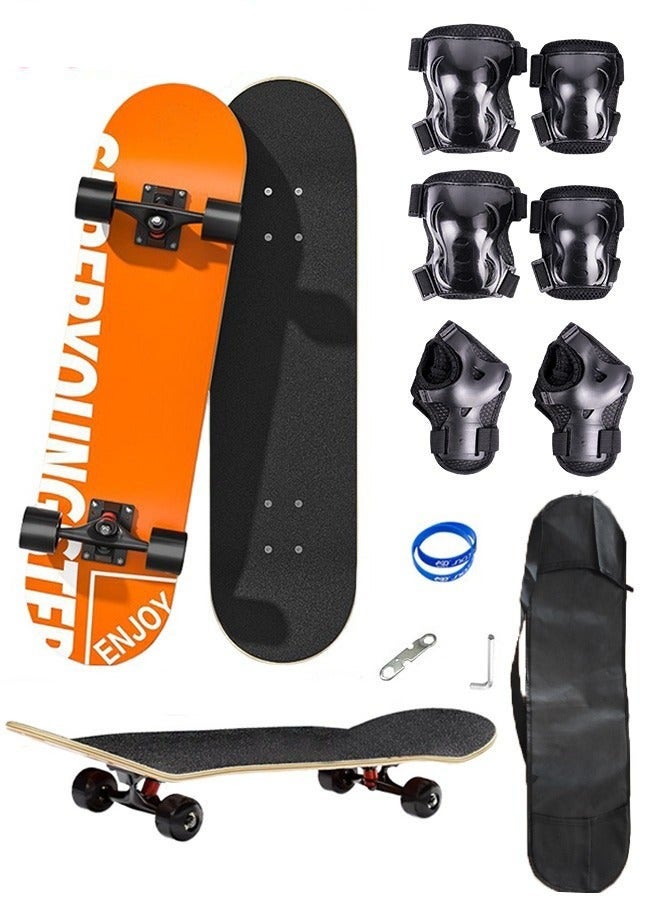 DURKU Skateboard Set with Storage Bag, 6PCS Protect Gear, 7-ply Maple Deck & Smooth Wheels, Easy to Ride, Suitable for All People - Image 1
