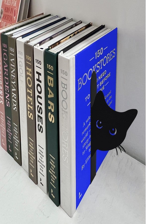TYLCC Bookends Metal Cat Book Ends, 1 Pairs Cute Bookends for Shelves Decorative for Home Office Desk Bookshelf Decor (Black, Full-face) - Image 2