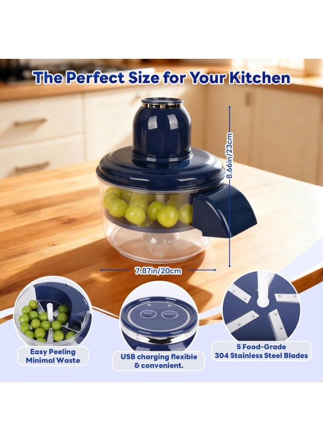 Three sheep Automatic Grape Peeler Machine, Electric Garlic u0026 Cherry Tomato Peeler Skin Remover Tool for Small Fruits, Effortless Peeling for Home Kitchen (Blue-1PC) - Image 2