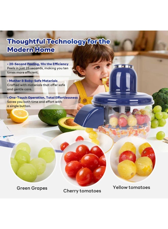 Three sheep Automatic Grape Peeler Machine, Electric Garlic u0026 Cherry Tomato Peeler Skin Remover Tool for Small Fruits, Effortless Peeling for Home Kitchen (Blue-1PC) - Image 4