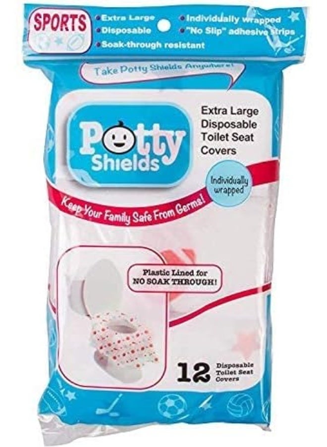 POTTY SHIELDS Toilet Seat Covers- Disposable XL Seat Covers - Individually Wrapped Pack of 12 - Image 4