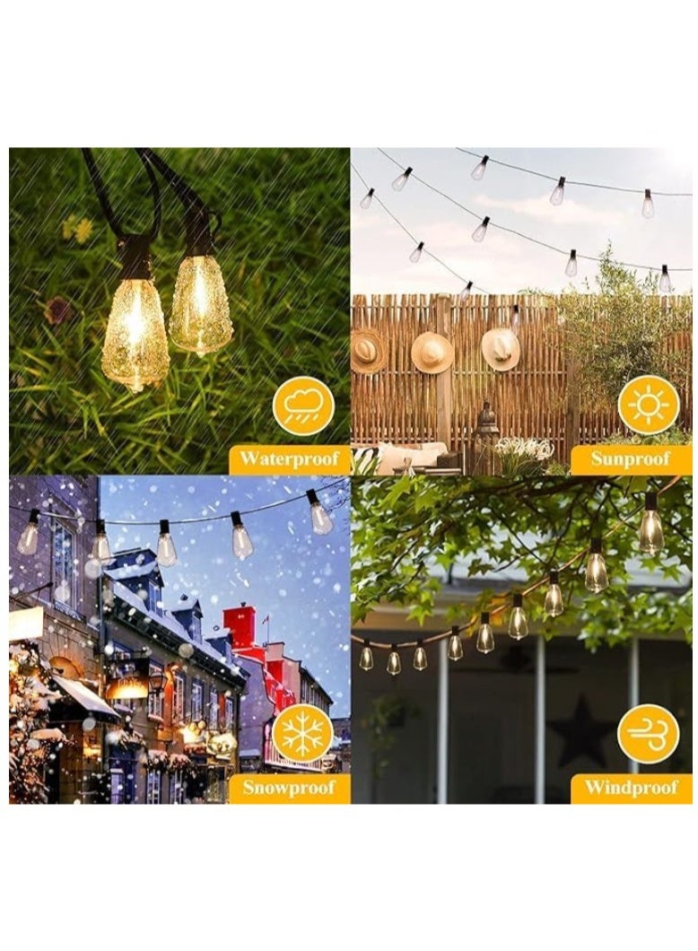 Outdoor Vintage LED String Lights – Commercial Grade Weatherproof Café Lights with Edison-Style Filament Bulbs – Warm White, Shatterproof – Perfect for Patio, Garden, Backyard, Bistro (Black Cord) - Image 2