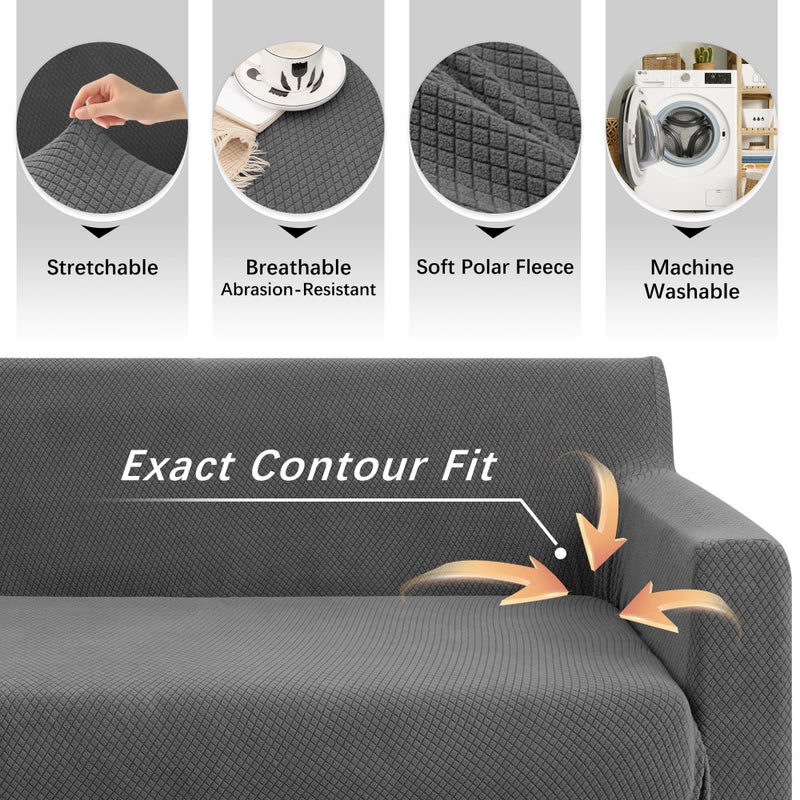 Arfntevss Stretch Sectional Couch Covers L Shaped Corner Sectional Sofa Cover Washable Jacquard Soft Fleece U Shape Sofa Slipcovers Anti Slip Furniture Protector for Dogs Pets (Large, Gray) - Image 5