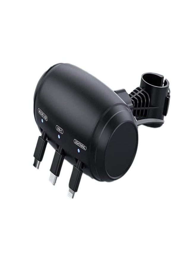 KACEPAR صندوق شحن سيارة KACEPAR 3 في 1، يُثبّت على مسند الرأس، 3 منافذ USB، منفذ USB من النوع C، شحن سريع، أسود - Image 1