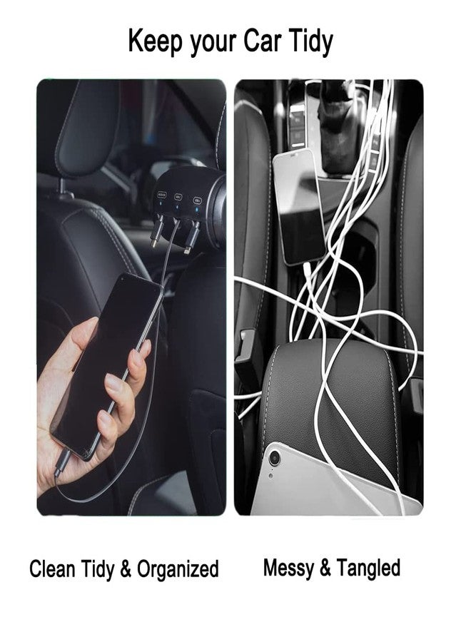 KACEPAR صندوق شحن سيارة KACEPAR 3 في 1، يُثبّت على مسند الرأس، 3 منافذ USB، منفذ USB من النوع C، شحن سريع، أسود - Image 5