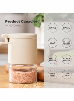 Excefore Glass Spice Jars Moisture-Proof Spice Containers with Spoons, Set of 2 10oz/300ml Spice Bottles, Mini Seasoning Storage Jars with Flapper Caps for Salt, Sugar, Peppers, Chili in Kitchen White  - Image 5