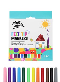 Mont Marte 12-Piece Kids Felt Tip Markers For Colouring  - Image 1