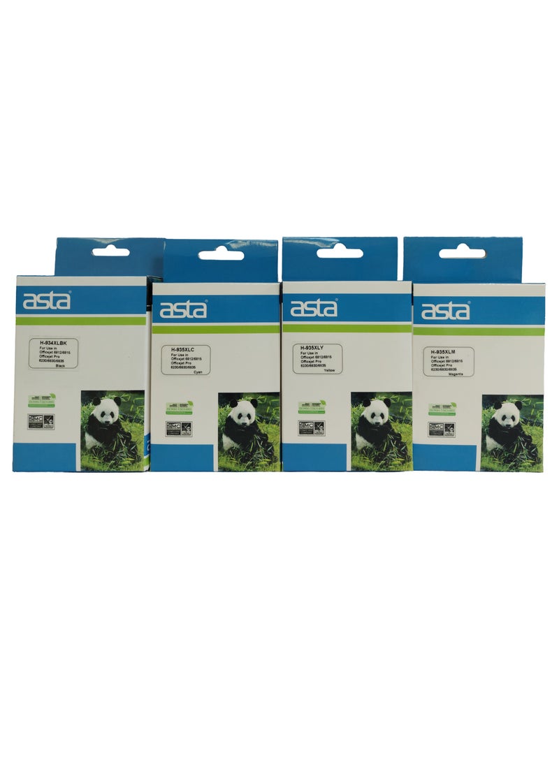 Asta Compatible Ink Cartridge Replacement for HP 934 XL 935XL 934XL 935 High Yield 4 Combo Pack (Black & C/M/Y) to Use With Officejet 6220 6812 6815 6820 Officejet Pro 6230 6830 6835 Printers - Image 1
