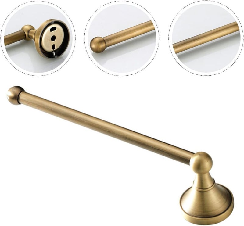 TIDTALEO Wall-Mounted Copper Towel Bar Vintage Bathroom Rack Punch-Free Installation Rust-Resistant Organizer for Hand Towels and Bath - Image 4