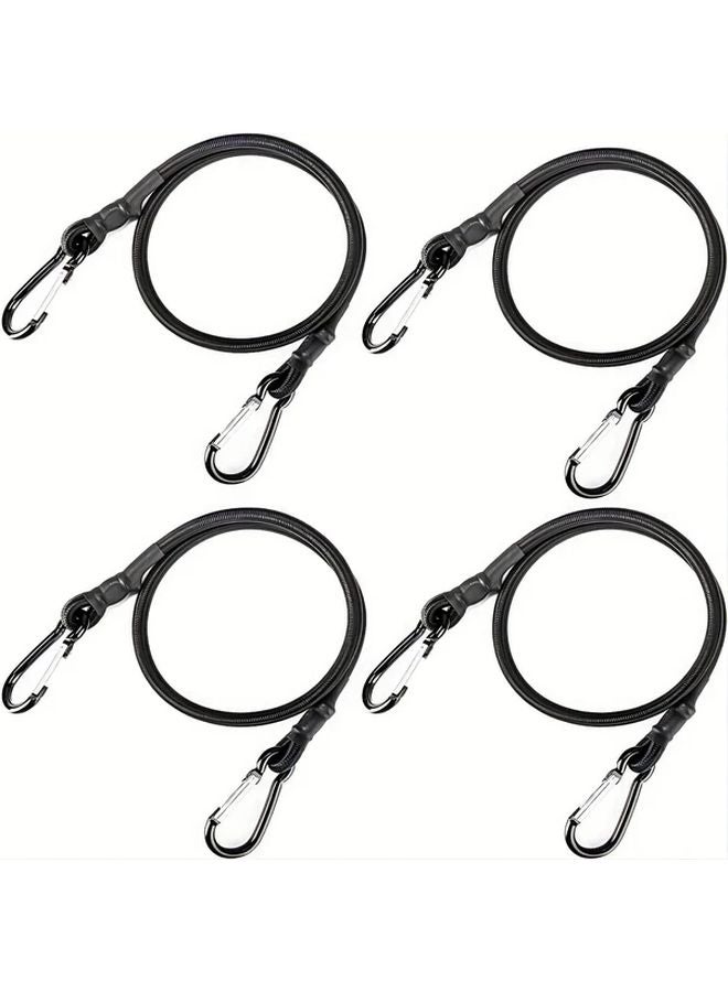 4pcs 24 Inch Bungee Cords With Hooks Heavy Duty Elastic Rope For Outdoor Tent Luggage Cargo Bike Secured - Image 1