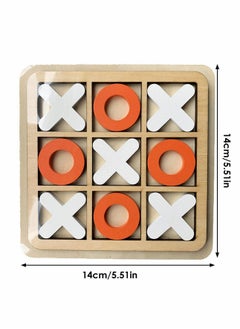 SYOSI Tic-Tac-Toe Game Toy, Classic Wooden Checkerboard Educational Family Game Toys Set, Portable Casual Tabletop Game for Adults and Kids, Party Classroom Games (White and Orange)  - Image 5
